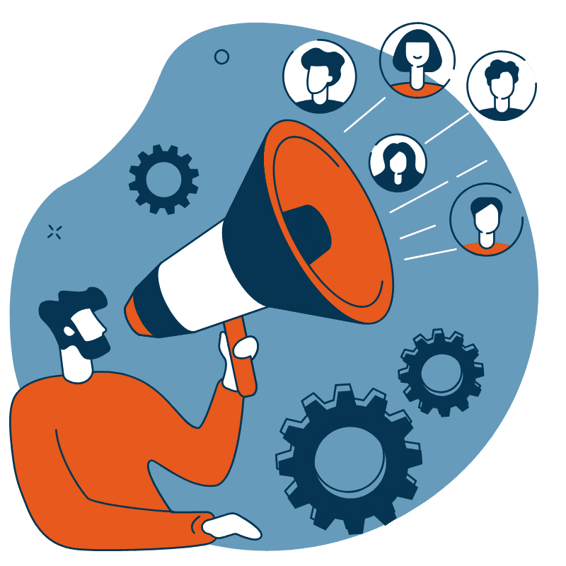 Image d'un homme avec un haut parleur